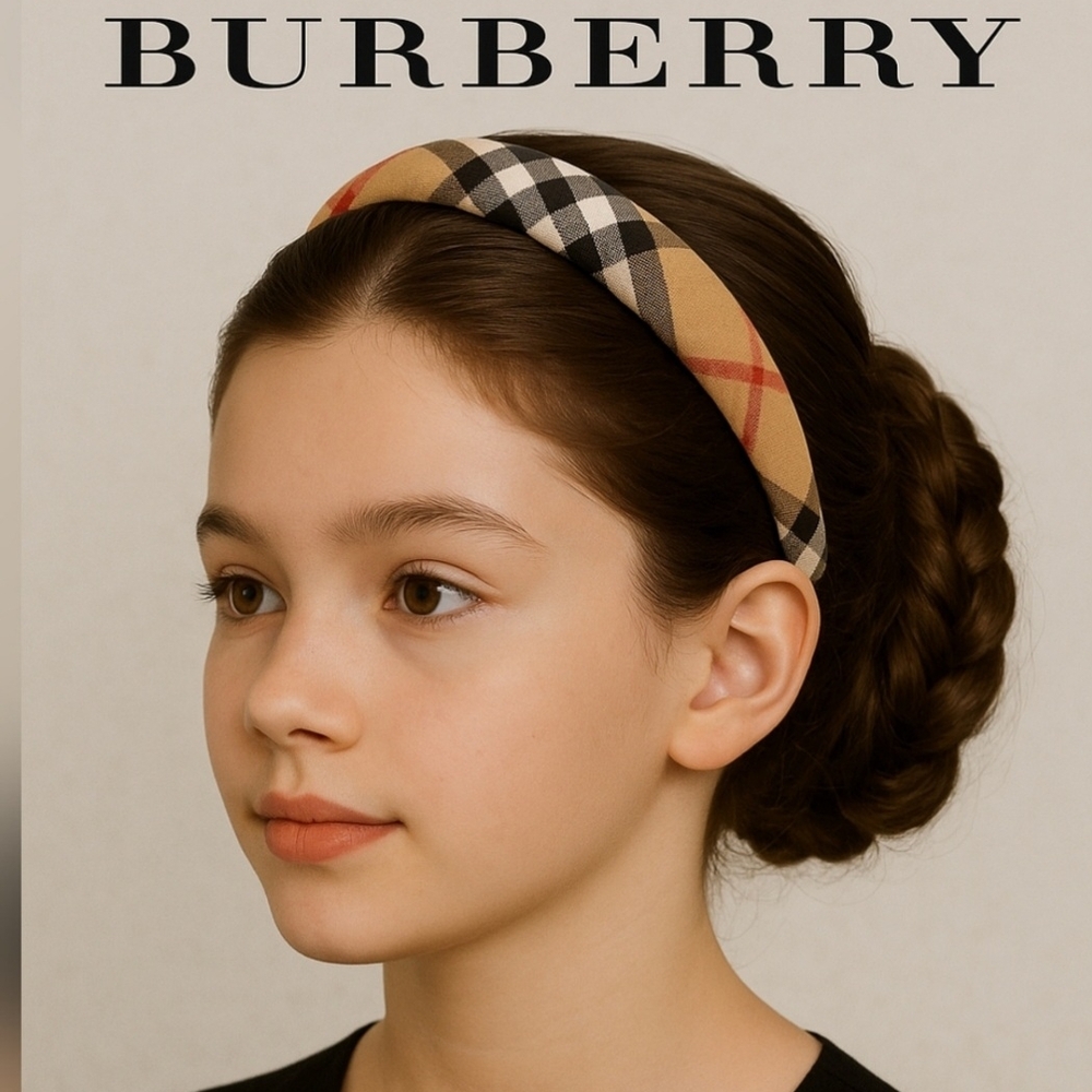 Burberry Kids Check Headband - Tan and Black